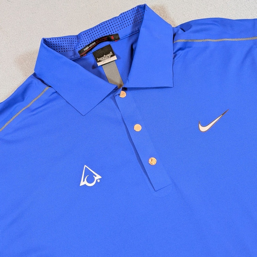 Nike Tiger Woods Collection Polo Mens Large Snap Dri-FIT Golf Shirt Short Sleeve